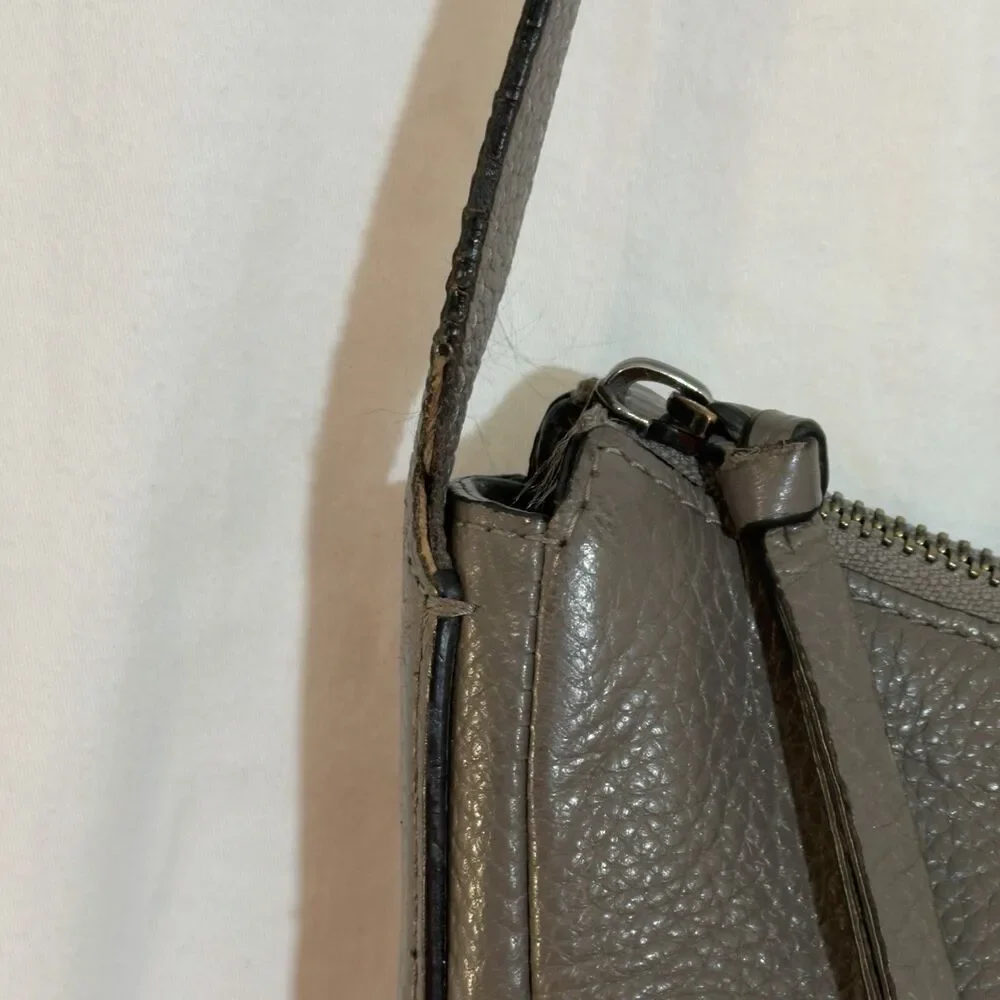 Ecco SP Small Hobo Crossbody Purse Belted Strap Pebbled Leather Gray